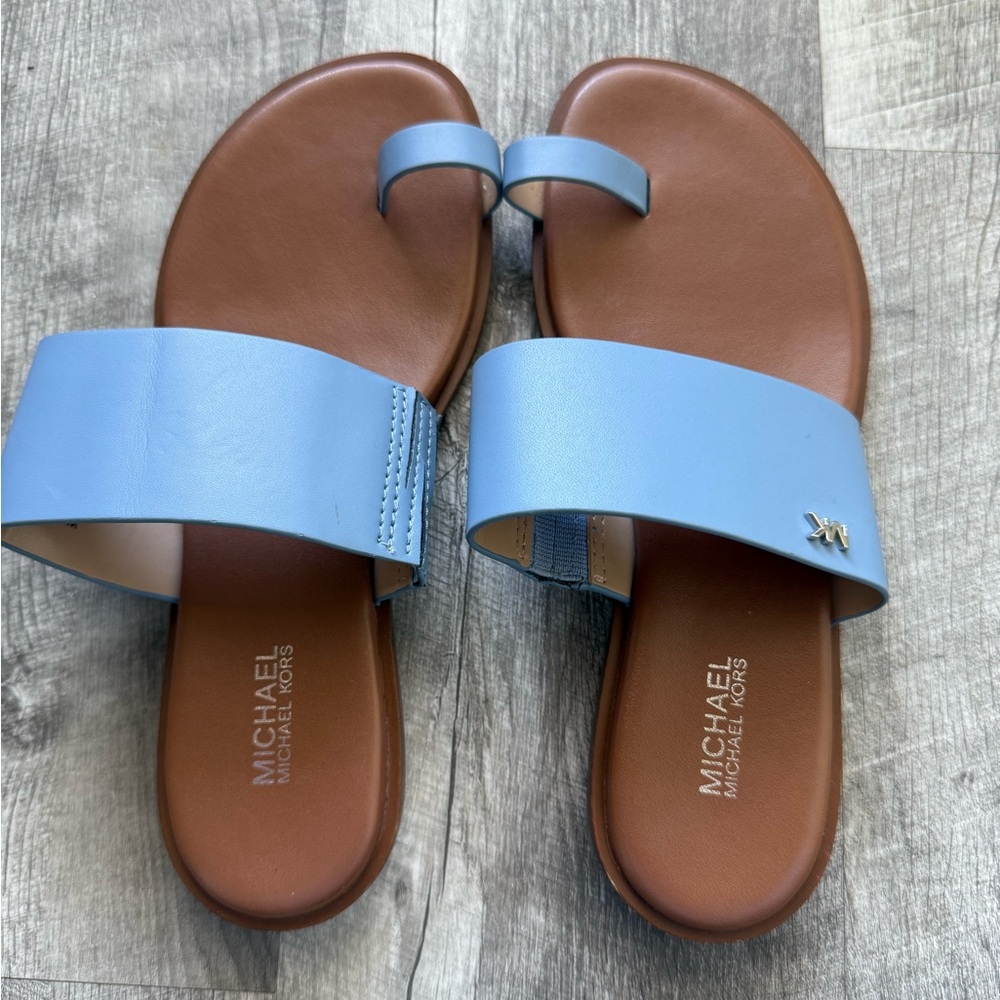 Michael Kors Light Blue and Brown Sandals